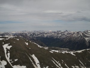 Spring conditions with quickly-melting snow this trip. From the summit of Mt. Oxford, June 21, 2014.