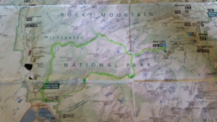 The route highlighted in green