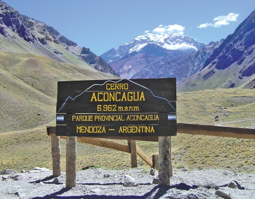 The trailhead view of Mt. Aconcagua. From here, Aconcagua is about 25 miles and 15,000 vertical feet away.